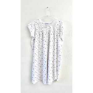 Vintage 90s Nightgown Womens Medium‎ White Floral Lace Cotton Vintage Sleepwear
